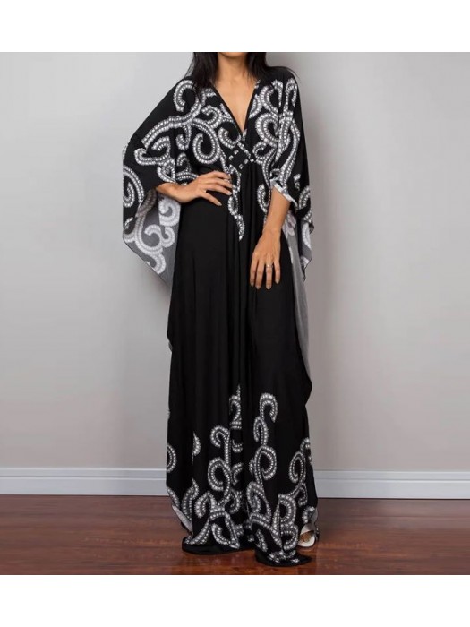 Copricostume Vestito Spolverino Donna Mare Caftano Boho Chic Maxi Dress COV0276